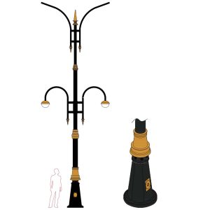 پایه چراغ پارکی خیابانی چهار طرفه مدل عابد